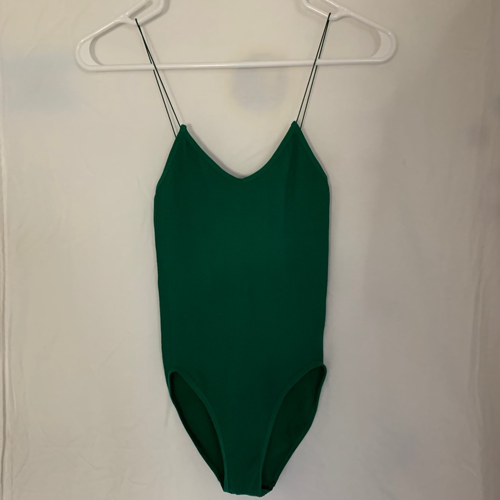Dark green UO spaghetti strap bodysuit